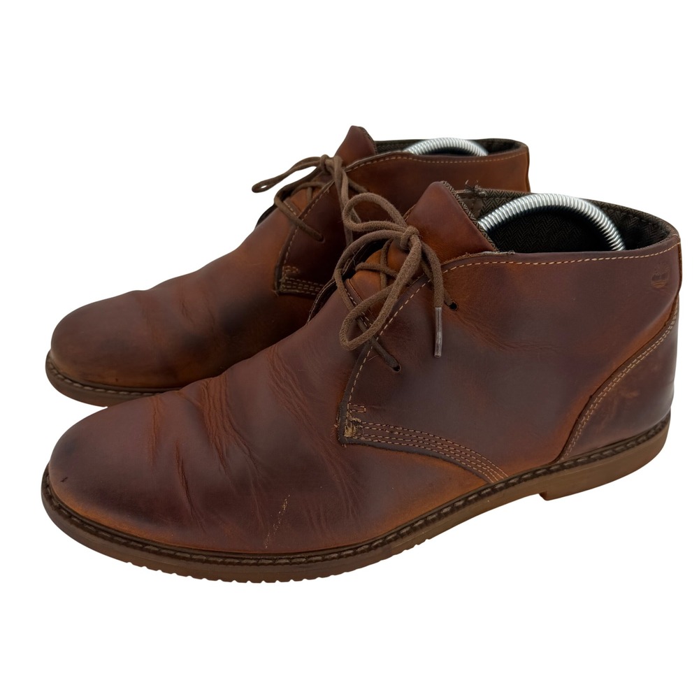 Timberland Larchmont Chukka Boots Brown Full Grain Leather Lace Up Mens 9.5
